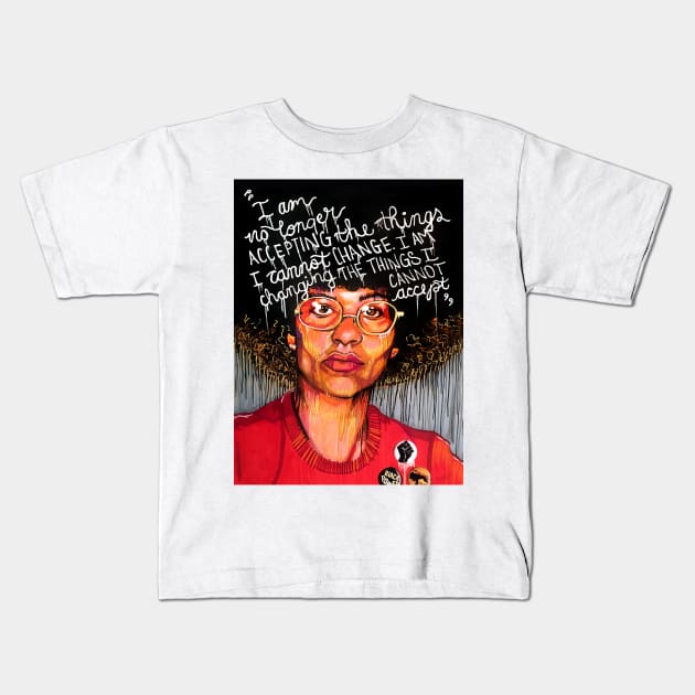 Angela Davis Kids T-Shirt by DomoINK